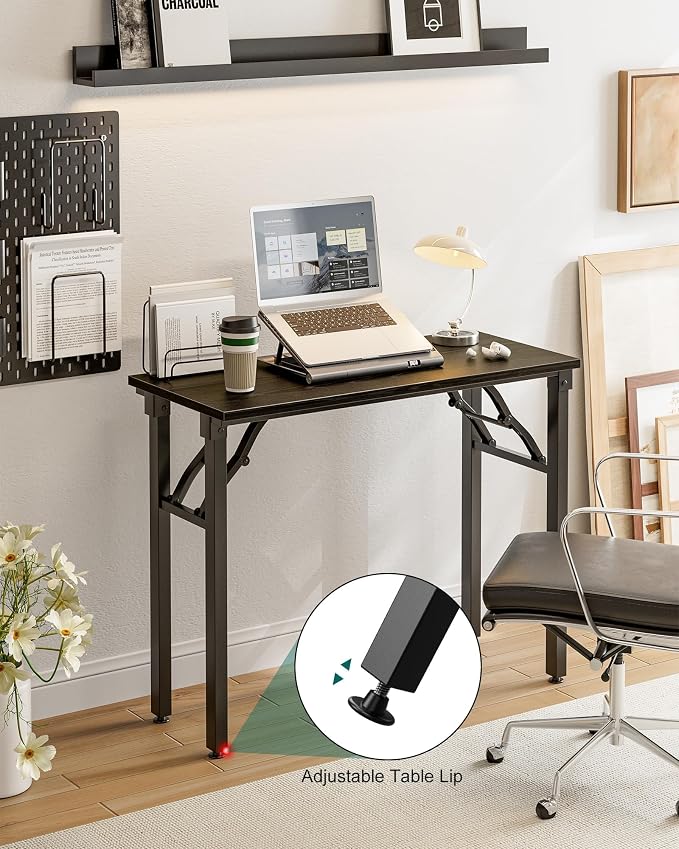 Small Folding Computer Desk – Portable 35.8 Inch Foldable Laptop Table, Collapsible and Compact for Easy Storage and Fast Setup, Lightweight for Small Spaces, Craft and Study Use, Dark Oak - Image 7