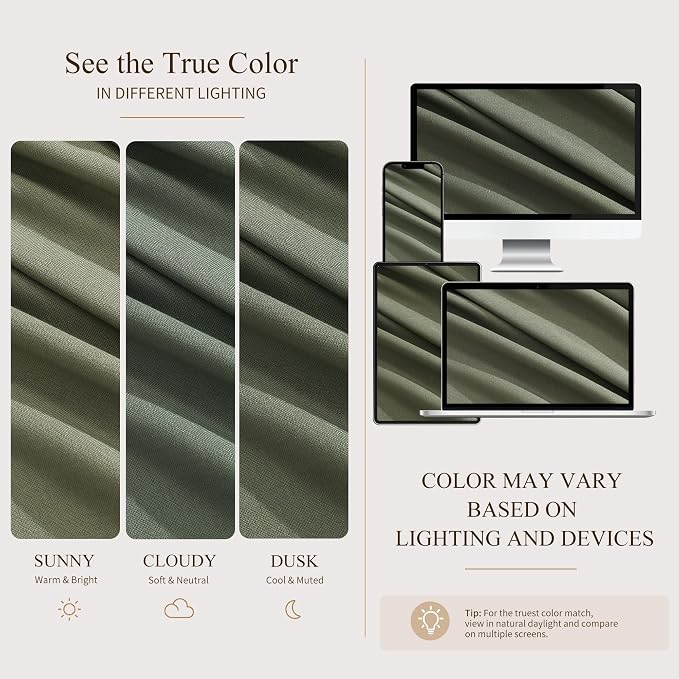 Hokibero Olive Green Pleated Linen Curtains 102 Inch Long for Living Room | Light Filtering Sheer Curtain,Pinch Pleat Back Tab Hooks Rings,Farmhouse Textured Privacy Drapes for Bedroom Window,2 Panels - Image 8