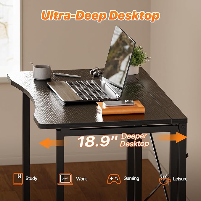 Huuger Folding Desk for Small Spaces, 31.5 Inch Foldable Computer Table | Easy Assembly, Small Writing Work Office Computer Desk, for Home Office, Study, Bedroom, Dorm, Space Saving, Black - Image 4