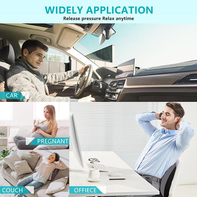 Lumbar Support with Car headrest Back Pillow for Chair Headrest Pillow with Gel Memory Foam Massage Point Memory Foam Back Pillow for Office Chair(Grey) - Image 4