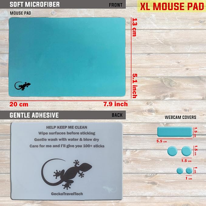 Mouse Pad Adhesive Bottom - Peel and Sticks to Any Surface - Travel Large Size - Portable (XL - Blue) - Image 4