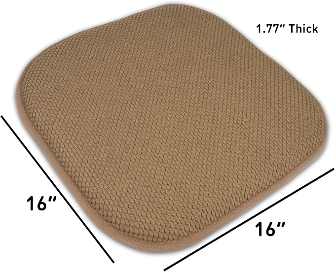 Sweet Home Collection Cushion Memory Foam Chair Pads Honeycomb Nonslip Back Seat Cover 16" x 16" 6 Pack Taupe - Image 4