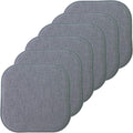 Sweet Home Collection Chair Cushion Memory Foam Pads Honeycomb Pattern Slip Non Skid Rubber Back Rounded Square 16" x 16" Seat Cover, 6 Pack, Alexis Blue/Gray by SweetHomeCollection