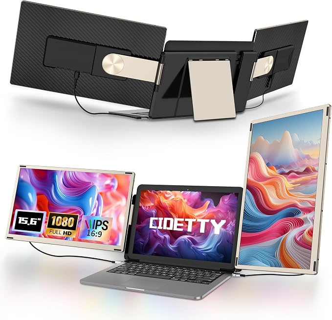 CIDETTY Laptop Screen Extender Monitor Portable, 15.6" FHD Monitor Extender Detachable Monitor for Laptops, Triple Laptop Monitor Extender compatiable with Windows, Mac, Android, Chrome, Switch & PS by CIDETTYElectronics