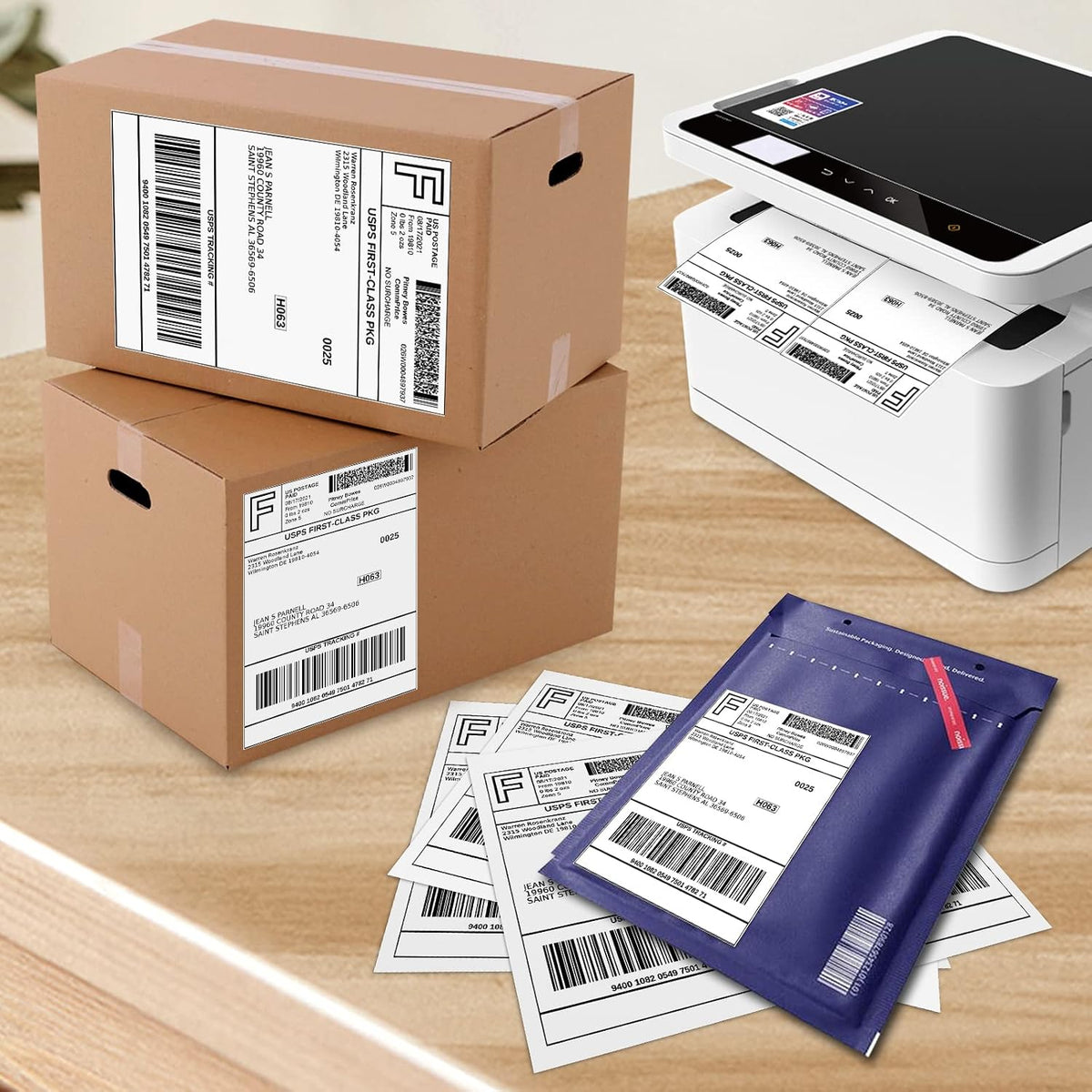 100 Half Sheet Shipping Labels 5-1/2" X 8-1/2" Address Blank Labels Laser/Ink Jet - Image 2
