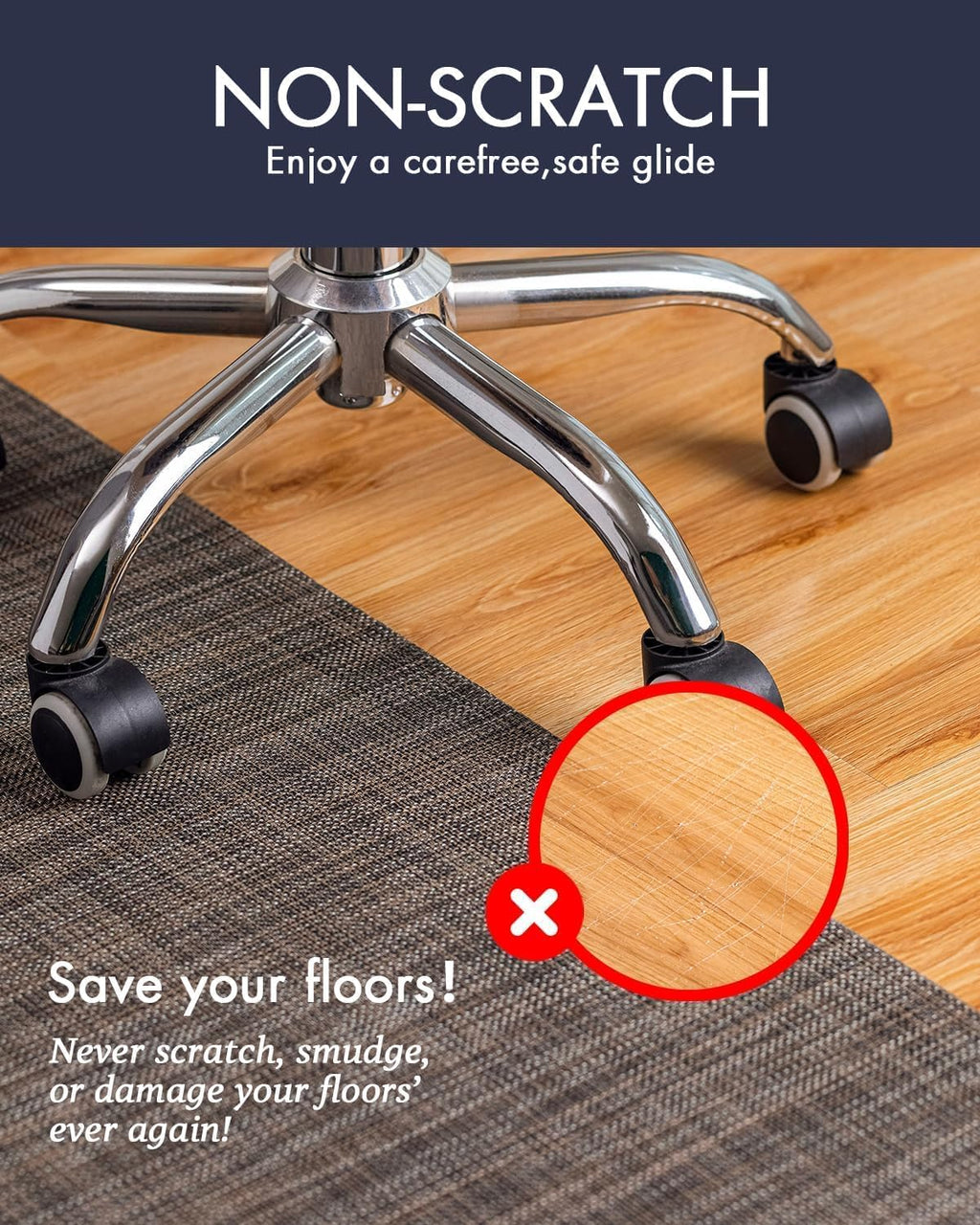 Baroyal Office Chair Mat for Hardwood Floor, Anti-Slip PVC, 48 x 60 Inch - Image 3