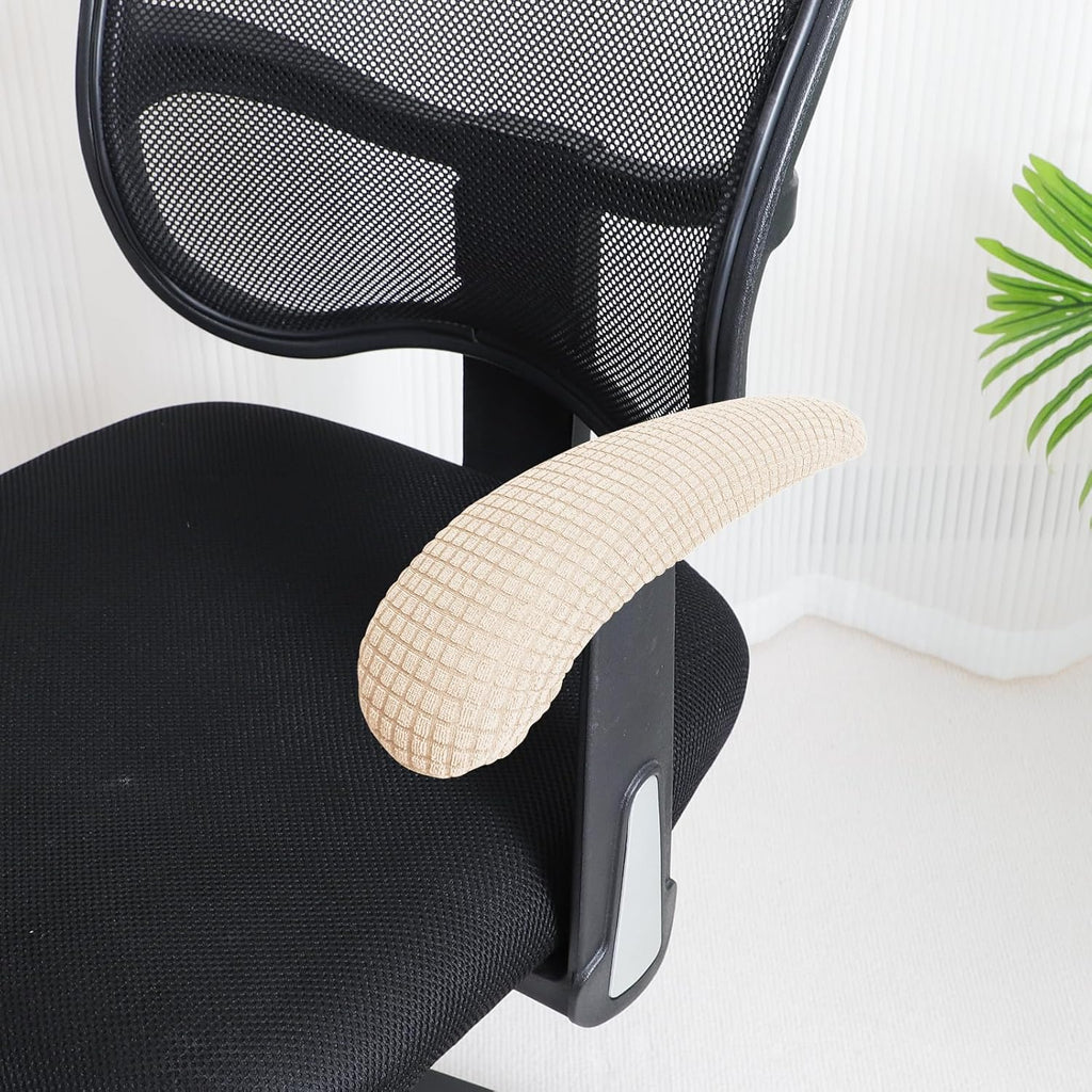 FORCHEER Beige Office Chair Armrest Covers 10-13 inch Long 2 Pieces Stretchable Water Resistant Jacquard Desk Chair Arm Rest Covers for Computer Chair Arm Removable Washable - Image 6