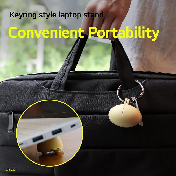 Portable Egg Keyring Style Anti-Slip Silicone Laptop & Pad Stand 2set(4pcs) - Ergonomic Viewing, Typing, Drawing, Cooling Foot/White Yellow (gray+gray) - Image 3