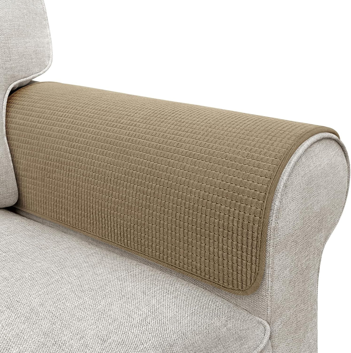 Couch Arm Covers, Sofa Arm Covers, Waterproof Armrest Covers for Sofa, Armchair, Loveseat, Non-Slip Recliner Arm Covers, Sofa Headrest Covers, Arm Chair Covers Set of 2 (Brown, 26"×26") by LovoGemy