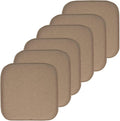 Sweet Home Collection Chair Cushion Memory Foam Pads Honeycomb Pattern Slip Non Skid Rubber Back Rounded Square 16" x 16" Seat Cover, 6 Pack, Charlotte Taupe by SweetHomeCollection