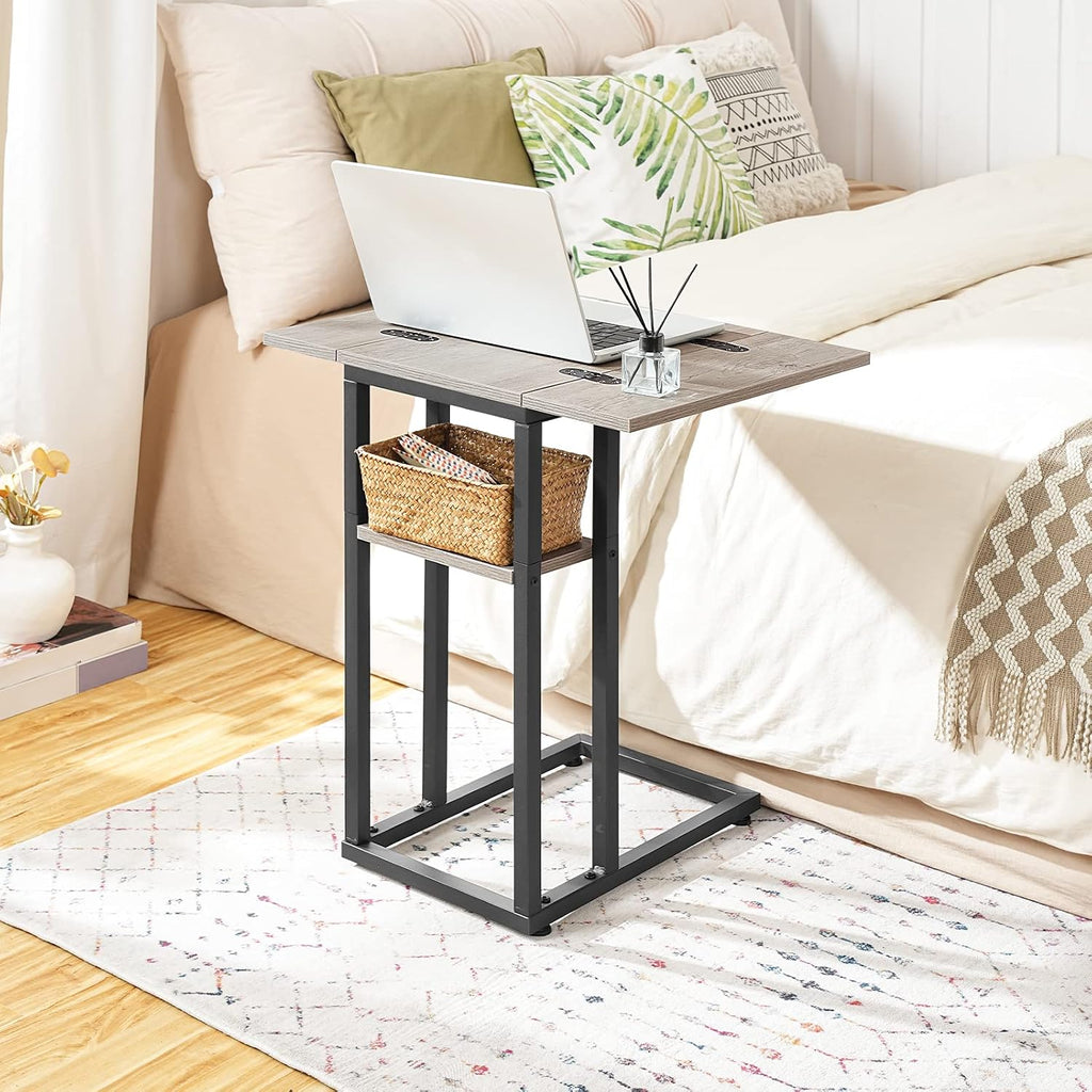 HOOBRO Foldable C Shaped End Table, C Shaped Side Table with Storage Shelf - Image 4