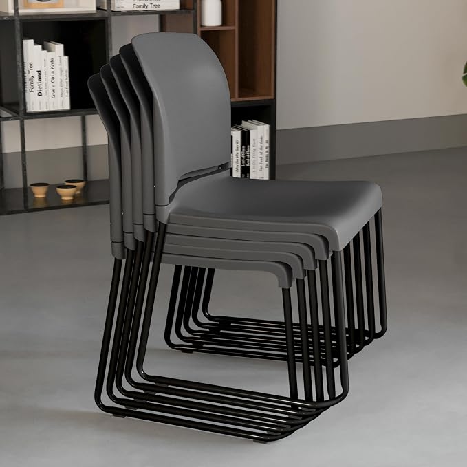 Flash Furniture Hercules Stack Chair, Black | Sled Base, Powder Coated, Contoured, 880 LBS. Weight Capacity - Image 6