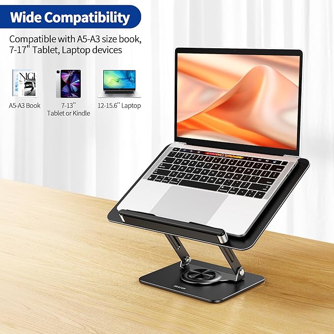 BESIGN BS02 Book Stand for Reading, Adjustable Book Holder, Ergonomic Laptop Stand, Cookbook Stand, Recipe Book Holder with Elastic Page Clips for Music Scores, Recipe, Tablet - Image 5