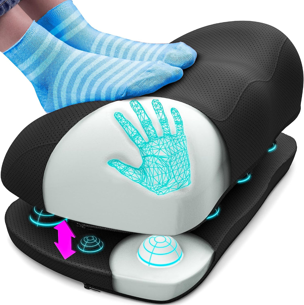 Everlasting Comfort Adjustable Cloud Foot Rest for Under Desk at Work with Pressure Point Nodes - Comfortable Memory Foam Office Foot Stool & Desk Pillow, Gaming & Home Accessories by Everlasting Comfort