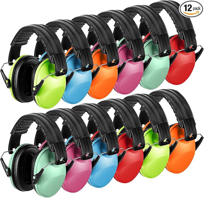 12 Pcs Kids Ear Protection Noise Cancelling Headphones Ear Muffs Bulk 27db Adult Noise Reduction Hearing Earmuff(Universal Fit (kids & Adults),Cute Style) by Amylove