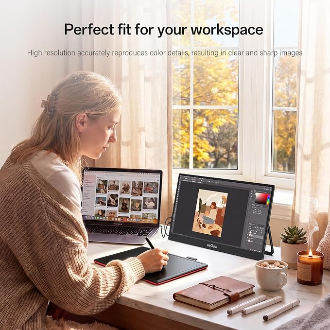InnoView 2K Portable Monitor 15.6" QHD 100% sRGB, Built-in 180° Adjustable Stand Travel Monitor USB C Standard HDMI Ultra-Slim Portable Monitor for Laptop MacBook Phone PS5 Xbox Switch - Image 4