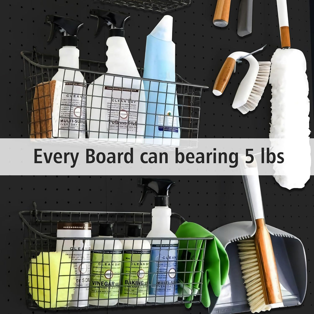 4Pcs Peg Board, Black Pegboard Wall Organizer Panels Wall Mount, ABS Pegboard for Craft Room Garage Kitchen Workshop, ABS Peg Boards Easy Installation - Image 7