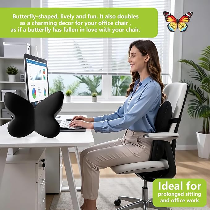Back Support for Office Chair,Lumbar Support Pillow for Office Chair,Back Pillow for Chair,Memory Foam Back Cushion for Car Seat,Computer Chair Cushion,Removable& Washable Cover (Enhanced Black) - Image 7