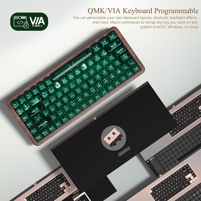 Womier 75% Wireless Creamy Keyboard with Wood Shell, QMK/VIA WD75 V2 - Image 2