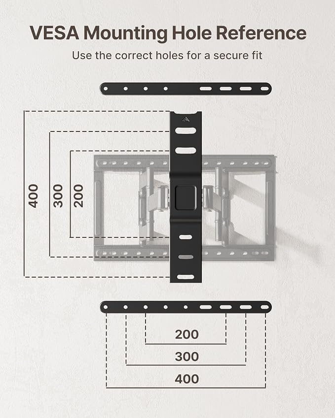 monTEK 1.1-Inch Ultra Slim Full Motion TV Wall Mount for 37-75 Inch TVs | Low-profile mount holds 132 lb, 16.5 in reach, +/-60° swivel; 4X load tested, preassembled, VESA 400x400mm, 16/18 in studs - Image 9