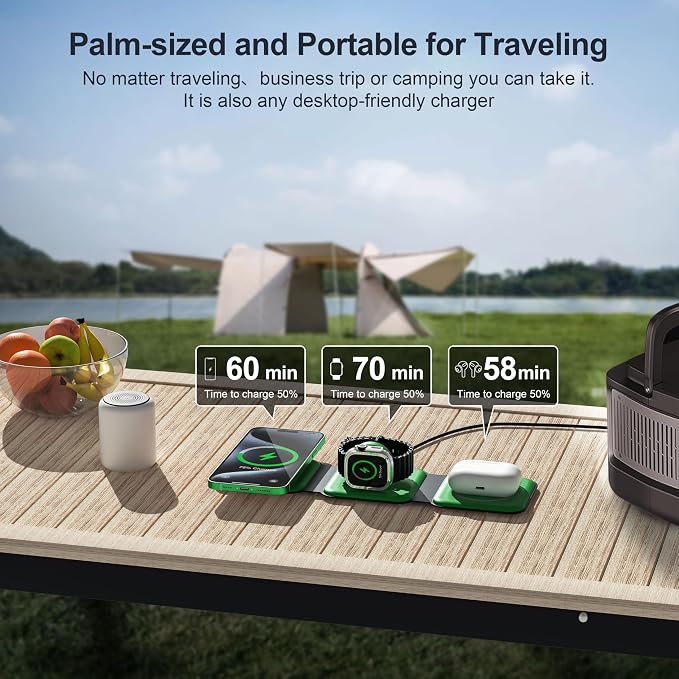 3 in 1 Charging Station for Multple Devices,Foldable 3 in 1 Wireless Charger for Travel,Nano Wireless Charging Station for iPhone16 15 14 13 12 Pro Max/Watch 10 9 8 7 6 5 4 3 Ultra/AirPod Pro - Image 2