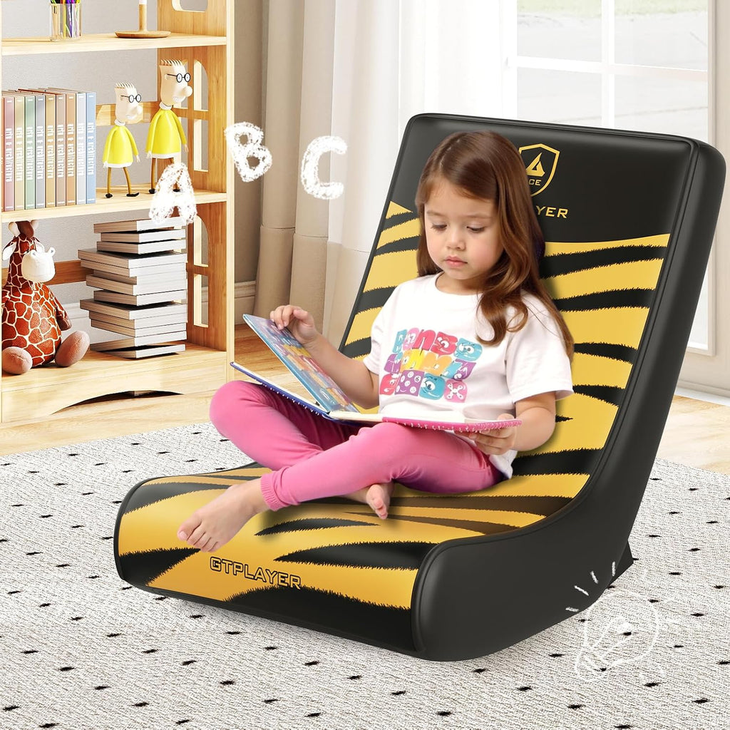 GTPLAYER Floor Rocking Gaming Chair – Floor Rolling Game Chairs with Angle Limiter, Gamer Rocker Floor Seat, Compact & Lightweight, Orange Tiger Patterned (Large) - Image 9