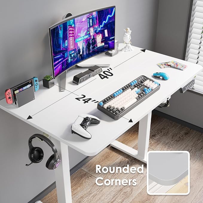 Electric Standing Desk Adjustable Height Sit Stand Home Office Desk with Splice Board - Image 7