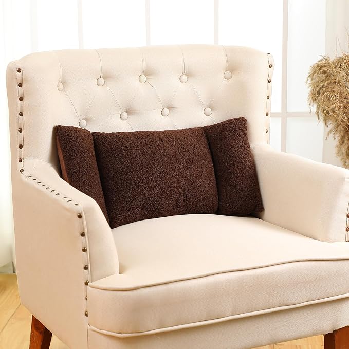 Queekay Fleece Lumbar Support Pillow 3 Section Back Pillow Office Chair for Back Support Comfortable Lumbar Cushion for Car Seat Pain Relief Sofa Rest(Brown) - Image 3