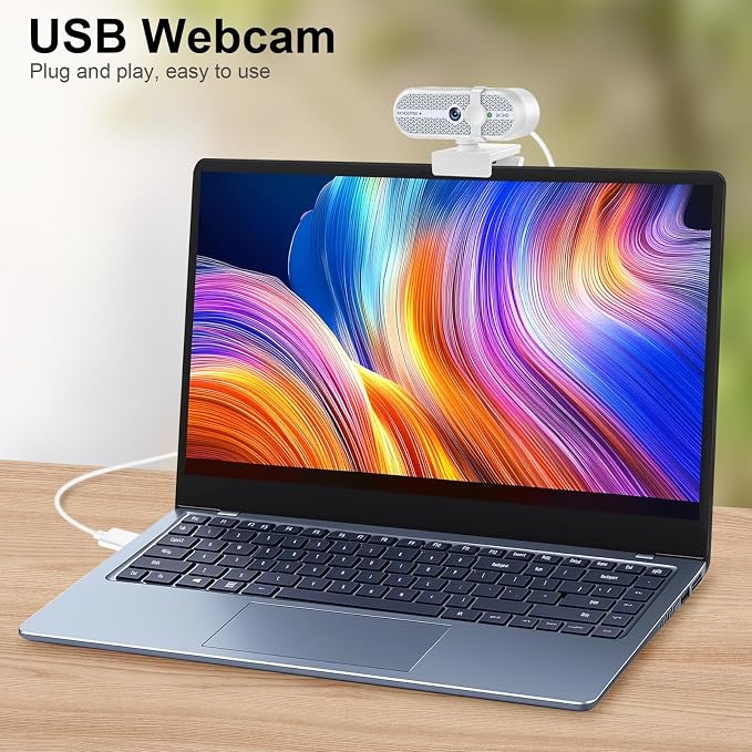 2K Webcam for PC, Webcam with Microphone and Tripod, Auto Light Correction, USB Camera Plug and Play, 90° Wide FOV, Privacy Cover, Works with Skype, Zoom, Meet, Teams, PC, Laptop, Mac, Tablet - Image 5