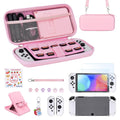 Younik Switch OLED Accessories Bundle, 17 in 1 Pink Switch Oled Accessories Kit for Girls Include Switch Carrying Case, Adjustable Stand, Protective Case for Switch Console & J-Con by Younik