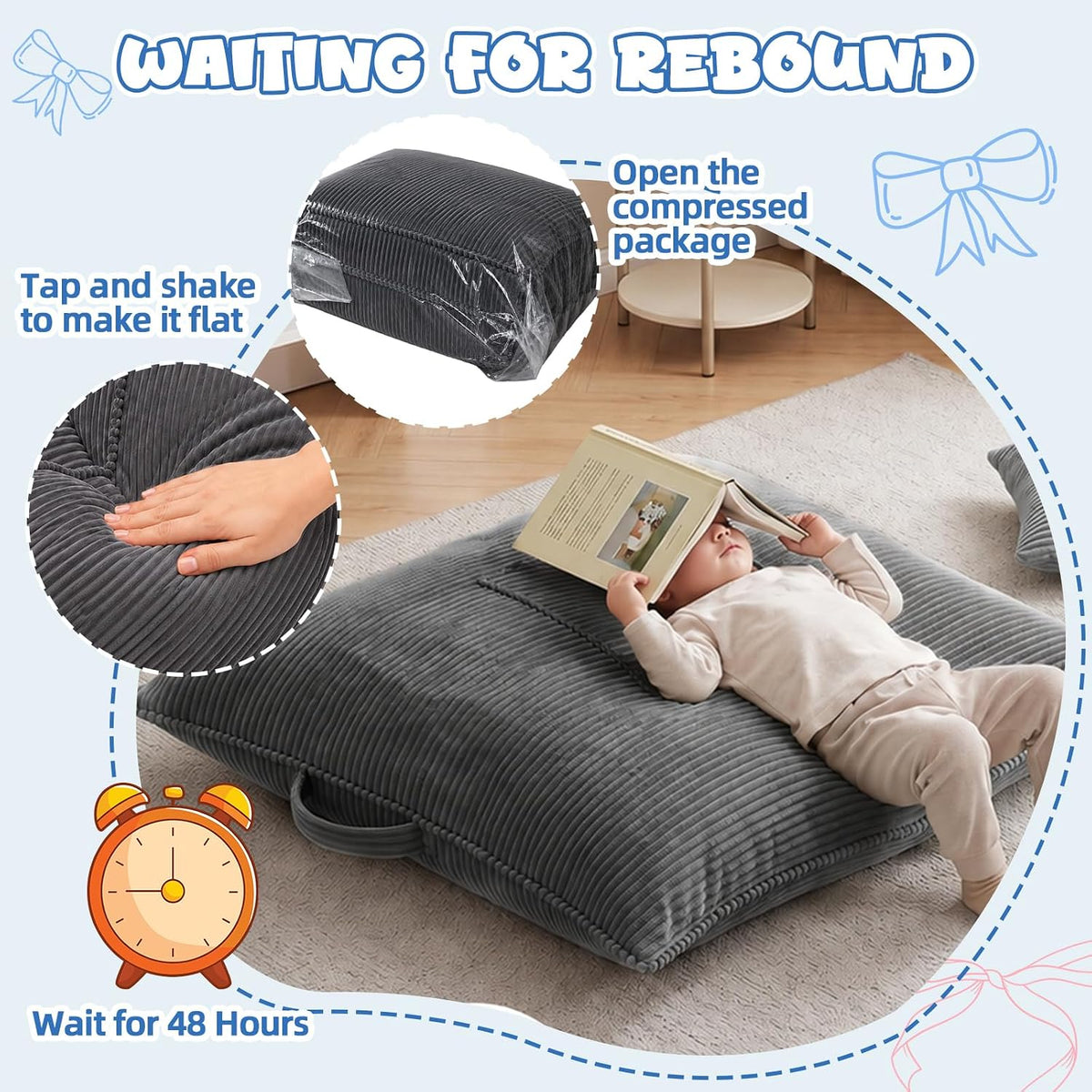 3 in 1 Kids Bean Bag Chair, Comfy Floor Sofa Chairs with Removed Cover - Image 6