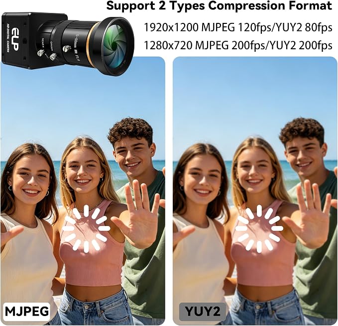 120fps Global Shutter Camera,USB3.0/2.0 High Speed Color Webcam,10X 5-50mm Manual Zoom Lens,1920x1200 Max Resolution,Wide System Support for High Speed Motion Analysis Golf Swing 3D Printer - Image 8