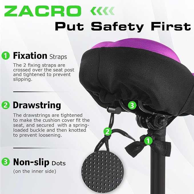 Zacro Bike Seat Cushion - Gel Padded Bike Seat Cover for Men Women Comfort, Extra Soft Exercise Bicycle Seat Compatible with Peloton, Outdoor & Indoor Bike Saddles - Image 5