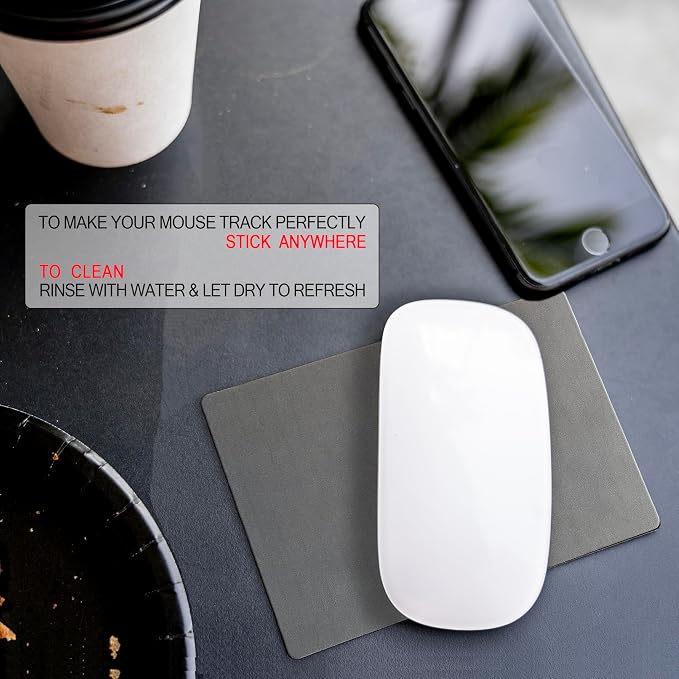 Mouse Pad Adhesive Bottom - Sticks to Any Surface - Portable - Webcam Covers and Screen Cleaner Included (2 Pack -Blank- Gray - Image 2