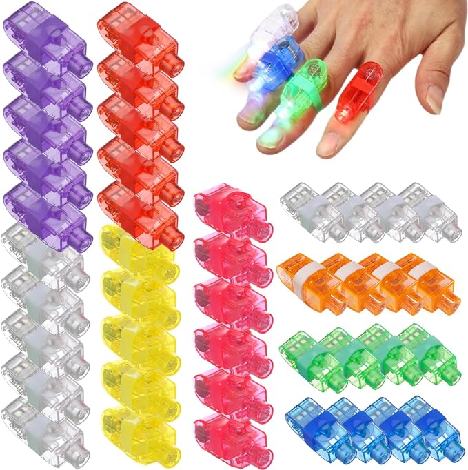 150Pcs LED Finger Lights, 9 Colors Finger Flashlights, Battery Powered Light Up Finger Ring Toys, Mini Finger Lamps, Glow in The Dark Party Supplies for Rave Concert Shows - Image 3