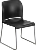 Flash Furniture Hercules Series Contoured Stacking Chairs for Waiting Rooms and Offices, Ergonomic Lobby Chairs with Curved Back, Set of 5, Black | Sled Base, Powder Coated, Contoured, 880 LBS. Weight Capacity by FlashFurniture