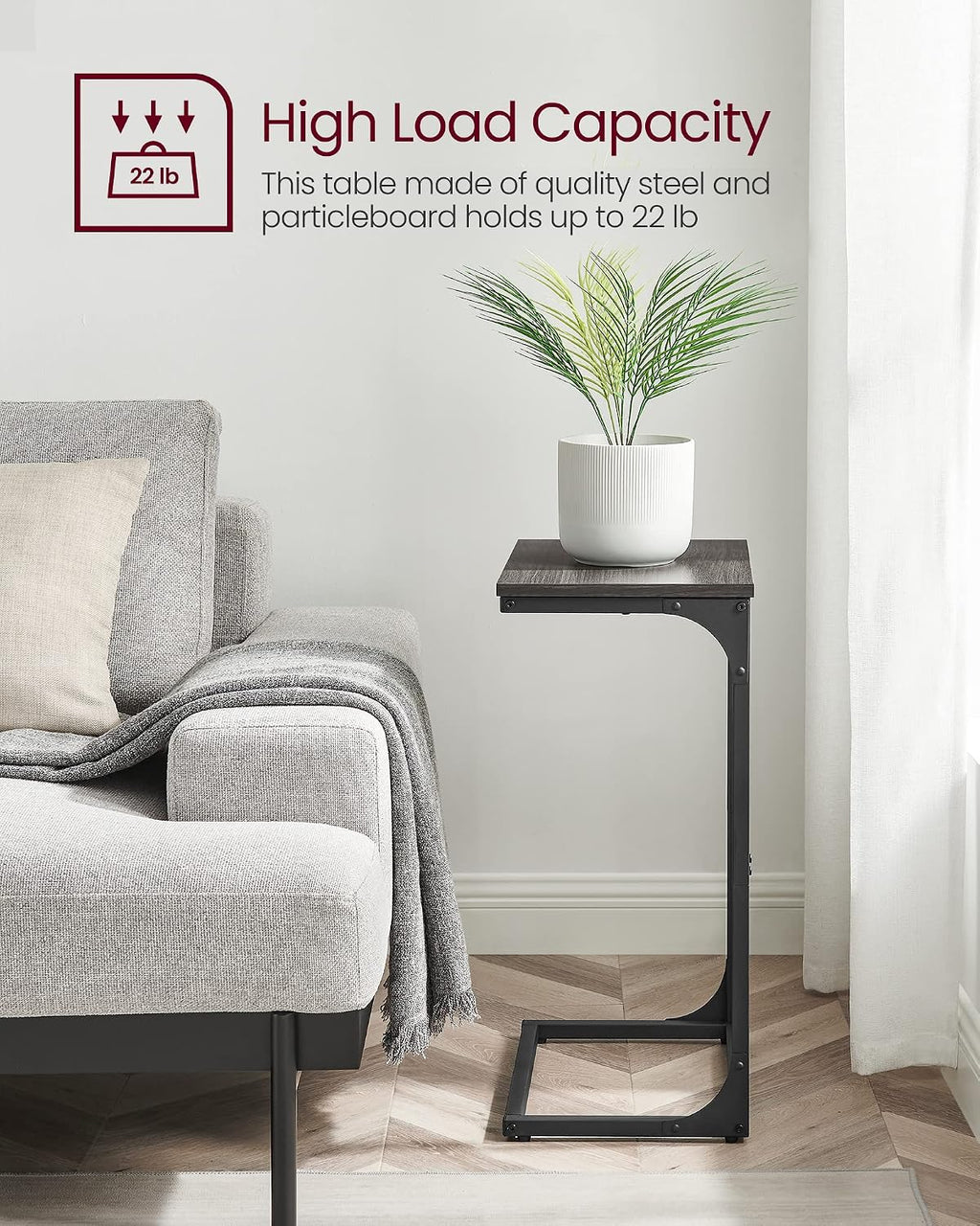VASAGLE C-Shaped End Table, Couch Side Table for Sofa with Metal Frame - Image 9