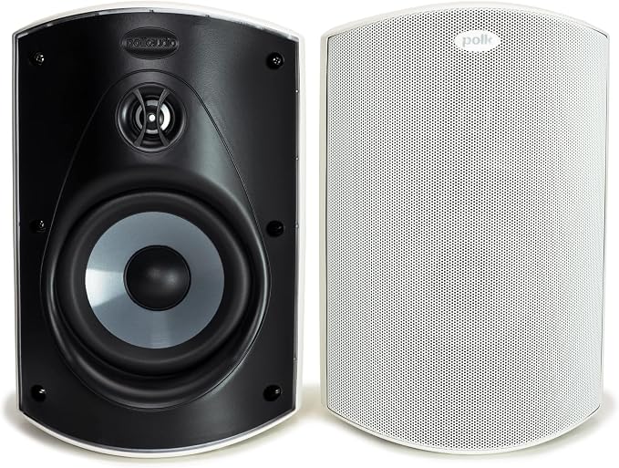 Polk Audio Atrium 5 Outdoor Speakers with Powerful Bass (Pair, White), All-Weather Durability, Broad Sound Coverage, Speed-Lock Mounting System (Pack of 8) by PolkAudio