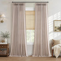 Hokibero Oatmeal Pinch Pleated Linen Curtains 108 Inch Long for Living Room | Light Filtering Sheer Curtain,Pinch Pleat Back Tab Hooks Rings,Farmhouse Textured Privacy Drapes for Bedroom Window,2 Panels by Hokibero