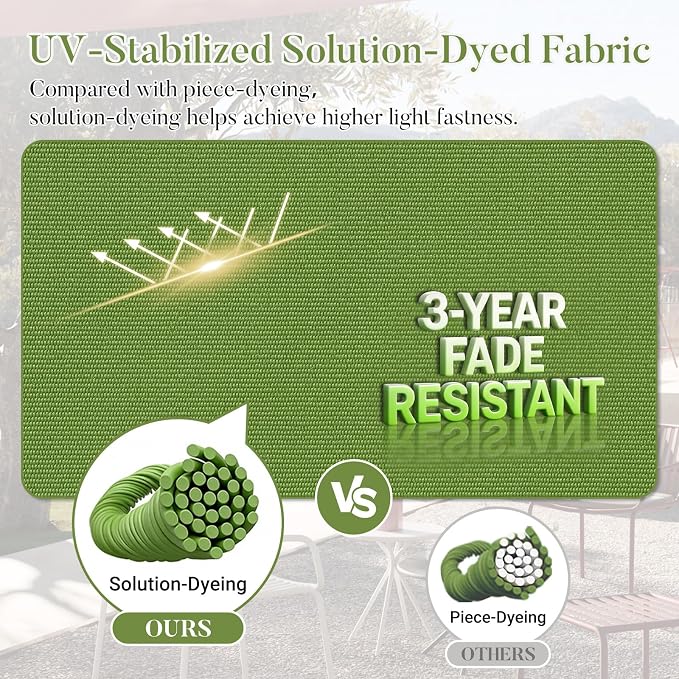Basic Beyond Outdoor Chair Cushions for Patio Furniture, Waterproof Outdoor Seat Cushions Set of 4 19 x 19, Patio Chair Cushions Set of 4 with Ties and Handle, Grass Green/White - Image 3
