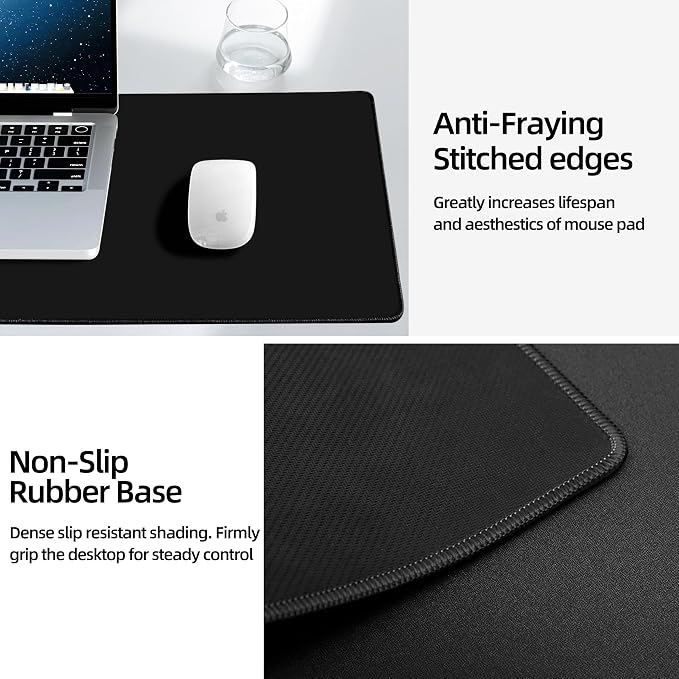 Wireless Charging Mouse Pad, Gaming Desk Mat with 20W Adapter, 31.5"x15.7" | Large XXL Desk Pad, Non-Slip Rubber Base, Ultra-Smooth Surface, Waterproof Computer Keyboard Pad for Home Office, Black - Image 4