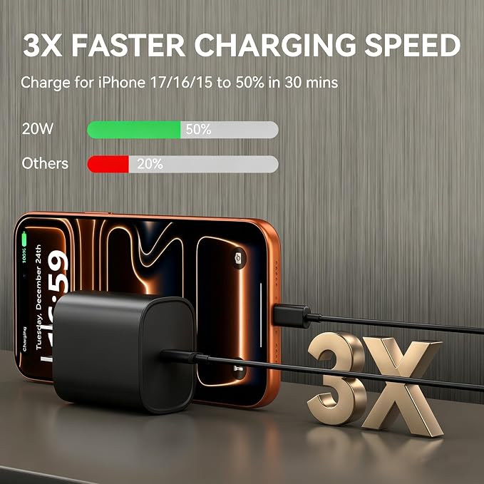 Phone 17 16 15 Charger Fast Charging, 10 FT Long USB C Charger Cord with 20W Type C Fast Phone Charging Block forPhone 17/17 Pro/17 Pro max/Air/Phone 16 15 Pro Max Plus, iPad, Android,Black - Image 2