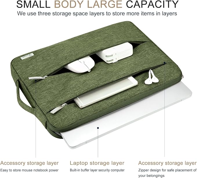 Voova 15.6-16 Inch Laptop Sleeve, Laptop Case, MacBook Case, Army Green | Slim splash-proof 16-inch laptop sleeve compatible with MacBook Pro M1-M5 Max, HP, Lenovo, Acer and Asus for daily use - Image 2