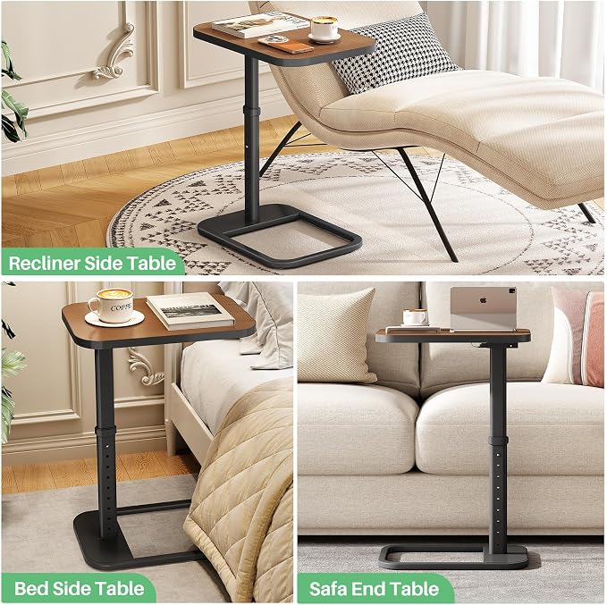 Kitstorack Upgraded TV Tray Table with Panel Lock, 90° Flip-Over Design & Adjustable Height, Sofa Arm Side Table for Eating, Laptop, Couch, Bed, or Small Spaces, Espresso - Image 9
