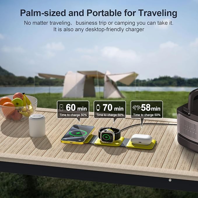 3 in 1 Charging Station for Multple Devices,Foldable 3 in 1 Wireless Charger for Travel,Nano Wireless Charging Station for iPhone16 15 14 13 12 Pro Max/Watch 10 9 8 7 6 5 4 3 Ultra/AirPod Pro - Image 2