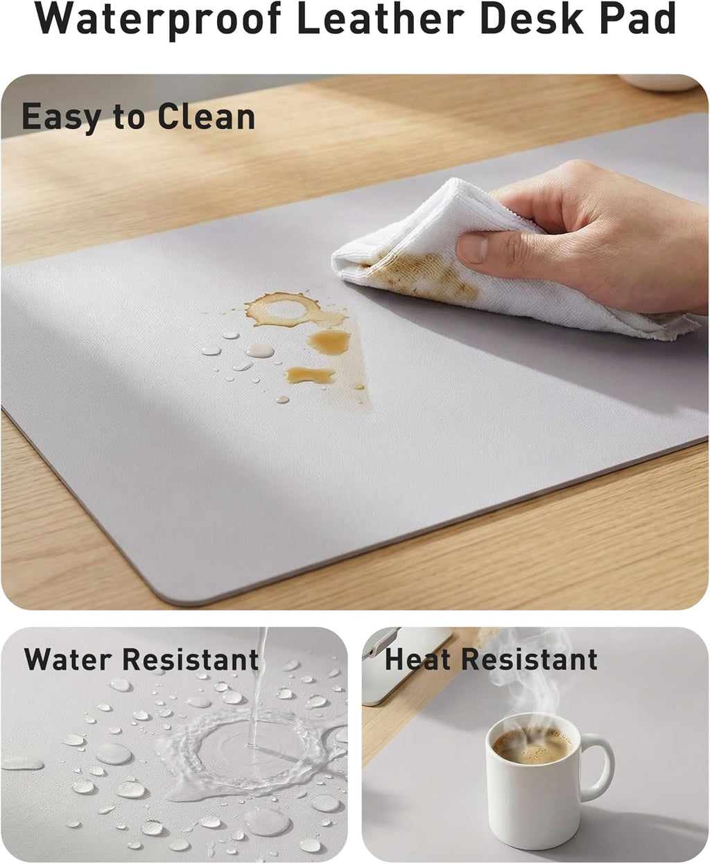 Aothia Faux Leather Desk Mat - Large Mouse Pad, Non-Slip PU Leather Blotter, Waterproof Writing Surface for Office and Home (Smoky Lavender, 63" x 17") - Image 7