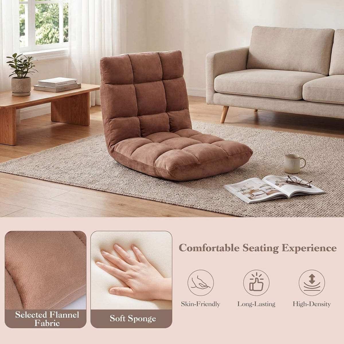 Memory Foam Floor Chair with 14-Poistion Adjustable Back Support - Image 5
