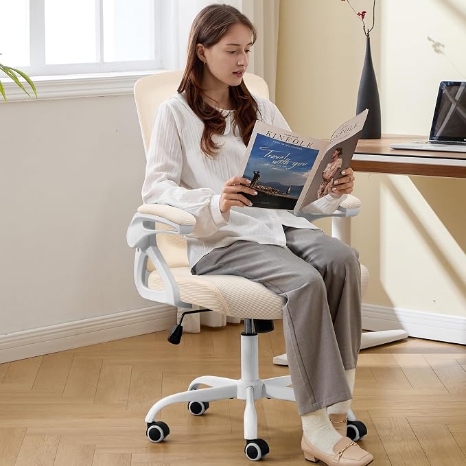 Ergonomic Office Chair Desk Chair with Adjustable Lumbar Support | Mesh Computer Chair Home Office Desk Chair with Flip-up Armrests Executive Task Chair Comfy Mesh Gaming Chair (Buff Beige) - Image 8