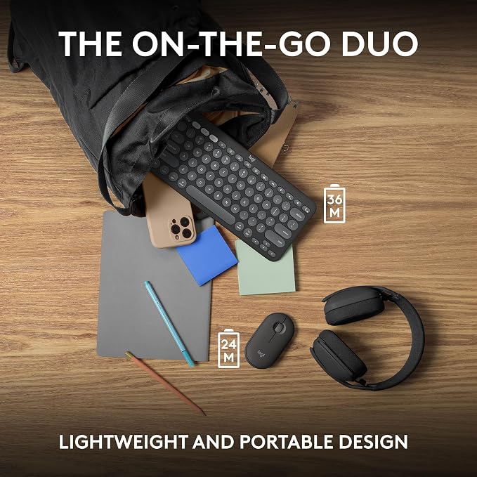 Logitech Pebble 2 Combo Mac Wireless Keyboard and Mouse - Tonal Graphite | Wireless, Slim, Quiet, Portable, Customizable, Bluetooth, Easy-Switch, macOS, iPadOS - Image 9