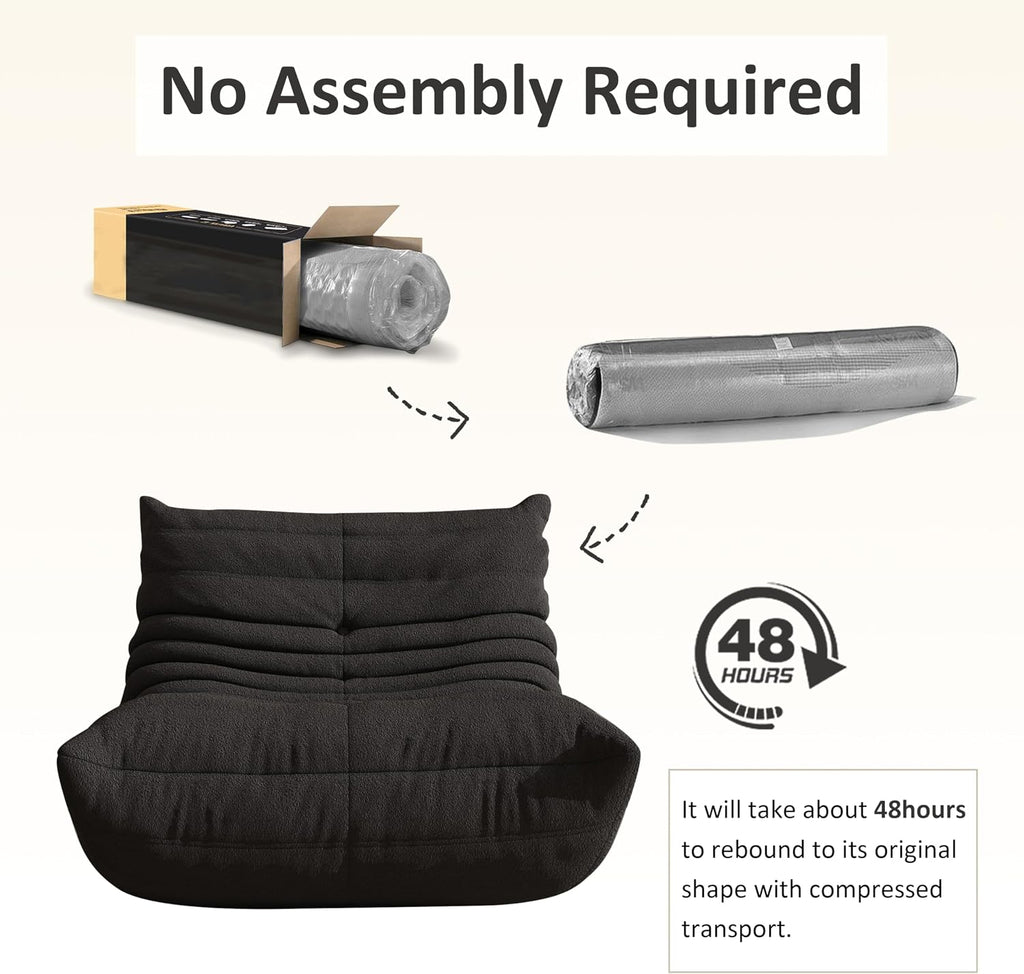 Giant Bean Bag Chair for Adults,Comfy Lazy Fireside Accent Chair with Memory Foam,Cozy Single Floor Sofa Couch Boneless Chaise Lounge for Living Room Bedroom Gaming Room(Black,1Seater) - Image 7